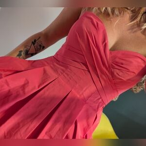 BCBGMaxAzria Strapless Coral Pink Bustier Ballerina Dress With Pockets Size 0